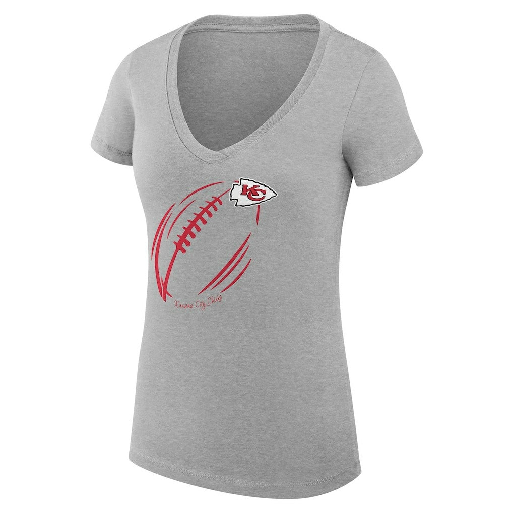 Kansas City Chiefs G-III 4Her by Carl Banks Women's Super-Slim Fit Lightweight Subtle Football V-Neck T-Shirt | NFL Discount