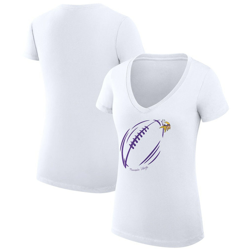 Minnesota Vikings G-III 4Her by Carl Banks Women's Super-Slim Fit Lightweight Subtle Football V-Neck T-Shirt | NFL Discount