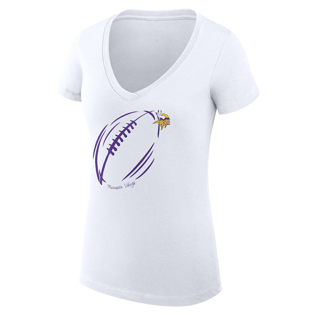 Minnesota Vikings G-III 4Her by Carl Banks Women's Super-Slim Fit Lightweight Subtle Football V-Neck T-Shirt | NFL Discount