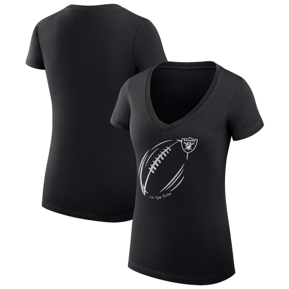 Las Vegas Raiders G-III 4Her by Carl Banks Women's Super-Slim Fit Lightweight Subtle Football V-Neck T-Shirt | NFL New