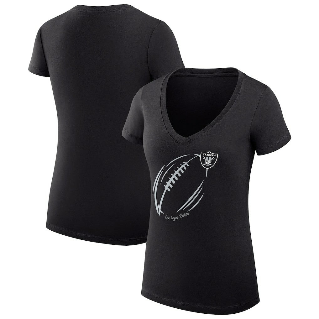 Las Vegas Raiders G-III 4Her by Carl Banks Women's Super-Slim Fit Lightweight Subtle Football V-Neck T-Shirt | NFL New