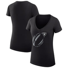 Las Vegas Raiders G-III 4Her by Carl Banks Women's Super-Slim Fit Lightweight Subtle Football V-Neck T-Shirt | NFL New