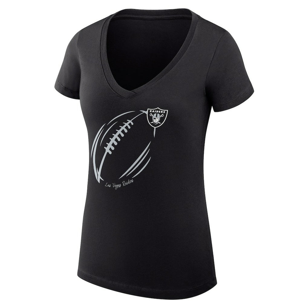 Las Vegas Raiders G-III 4Her by Carl Banks Women's Super-Slim Fit Lightweight Subtle Football V-Neck T-Shirt | NFL New
