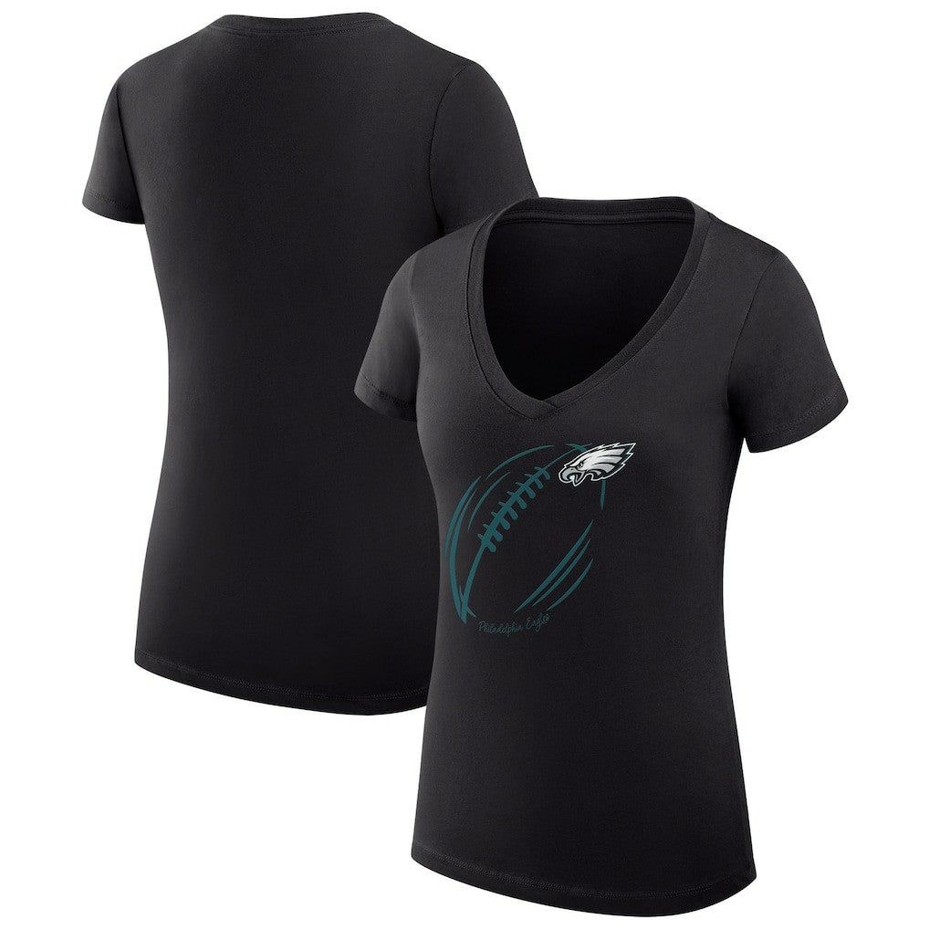 Philadelphia Eagles G-III 4Her by Carl Banks Women's Super-Slim Fit Lightweight Subtle Football V-Neck T-Shirt | NFL Outlet