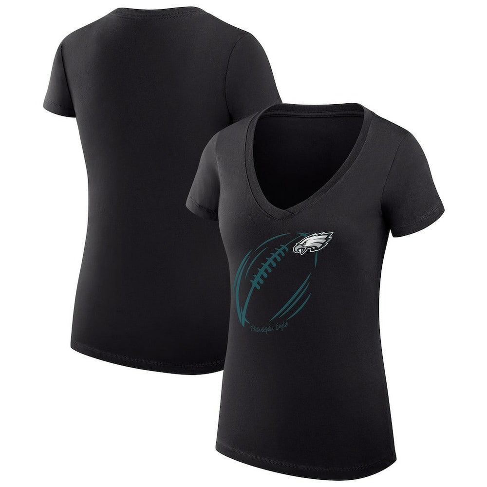 Philadelphia Eagles G-III 4Her by Carl Banks Women's Super-Slim Fit Lightweight Subtle Football V-Neck T-Shirt | NFL Outlet