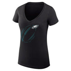 Philadelphia Eagles G-III 4Her by Carl Banks Women's Super-Slim Fit Lightweight Subtle Football V-Neck T-Shirt | NFL Outlet