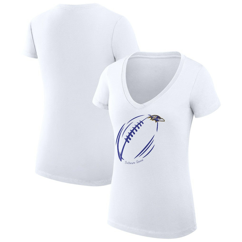 Baltimore Ravens G-III 4Her by Carl Banks Women's Super-Slim Fit Lightweight Subtle Football V-Neck T-Shirt | NFL Online