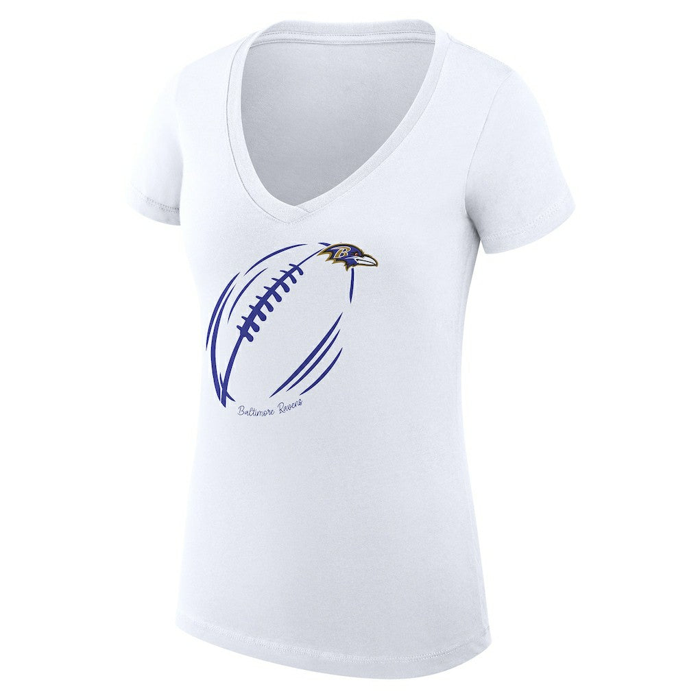 Baltimore Ravens G-III 4Her by Carl Banks Women's Super-Slim Fit Lightweight Subtle Football V-Neck T-Shirt | NFL Online