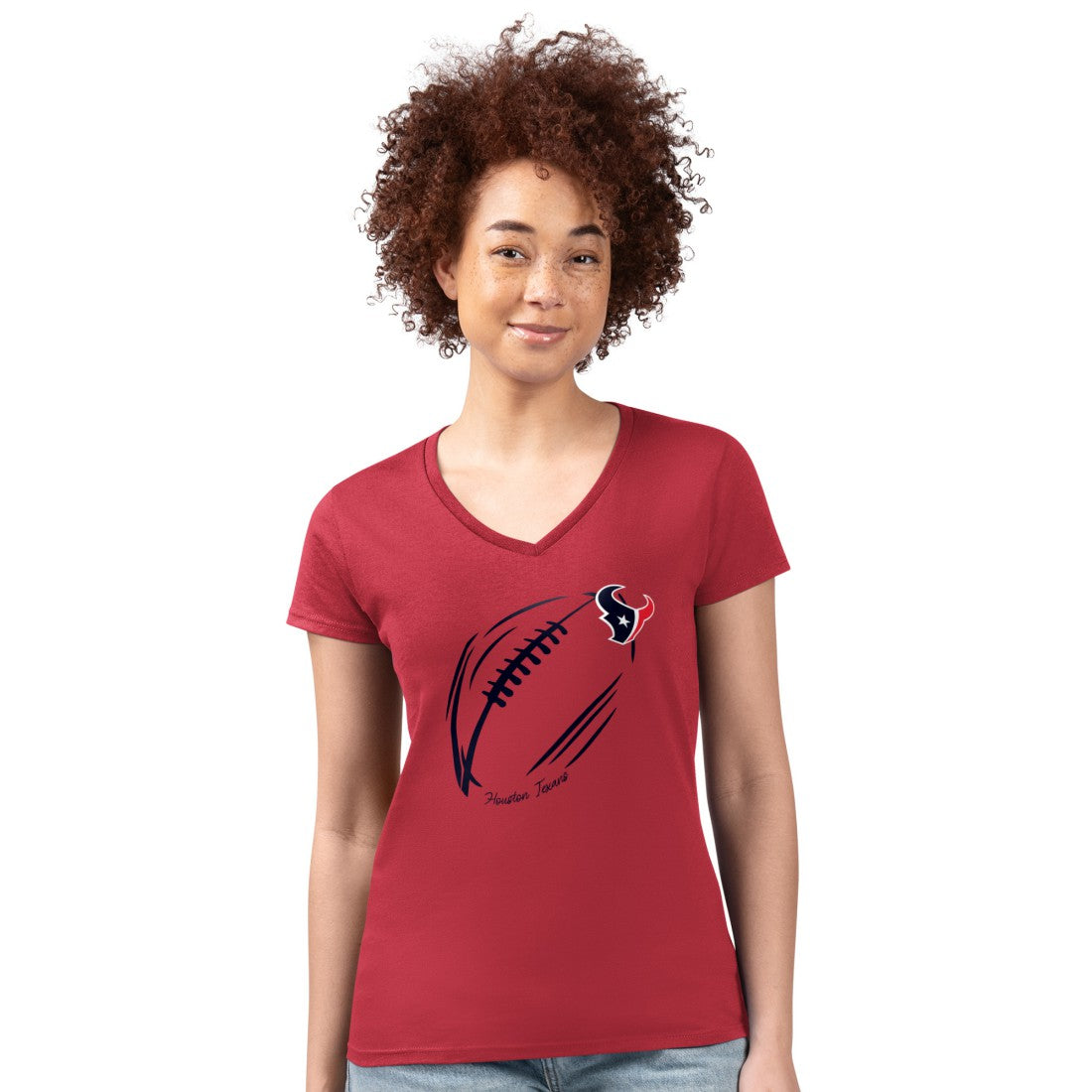 Houston Texans G-III 4Her by Carl Banks Women's Super-Slim Fit Lightweight Subtle Football V-Neck T-Shirt | NFL Hot