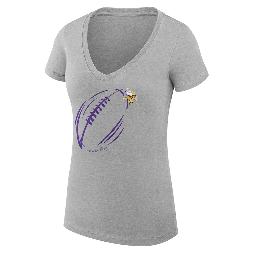 Minnesota Vikings G-III 4Her by Carl Banks Women's Super-Slim Fit Lightweight Subtle Football V-Neck T-Shirt | NFL Hot