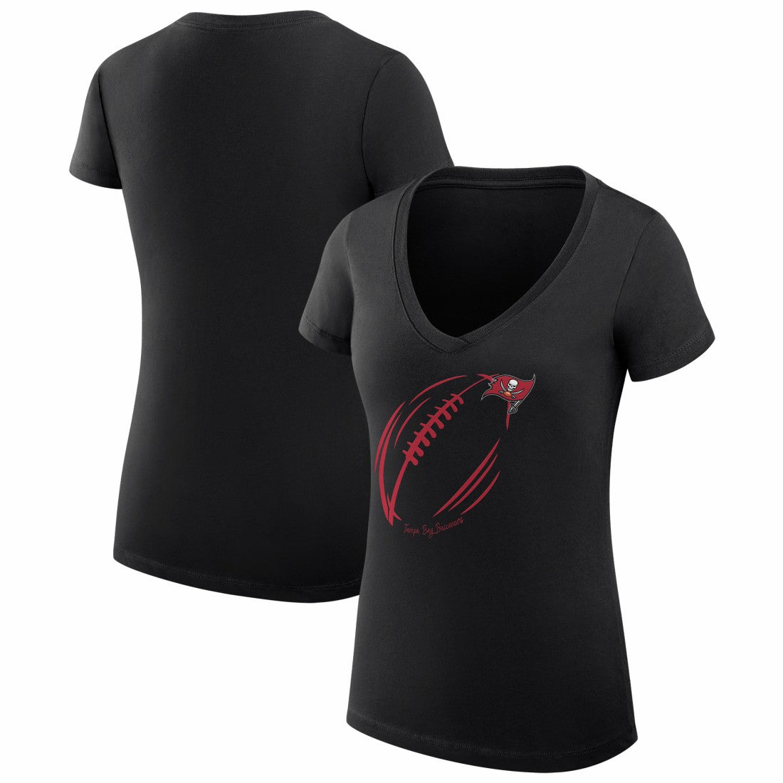 Tampa Bay Buccaneers G-III 4Her by Carl Banks Women's Super-Slim Fit Lightweight Subtle Football V-Neck T-Shirt | NFL New