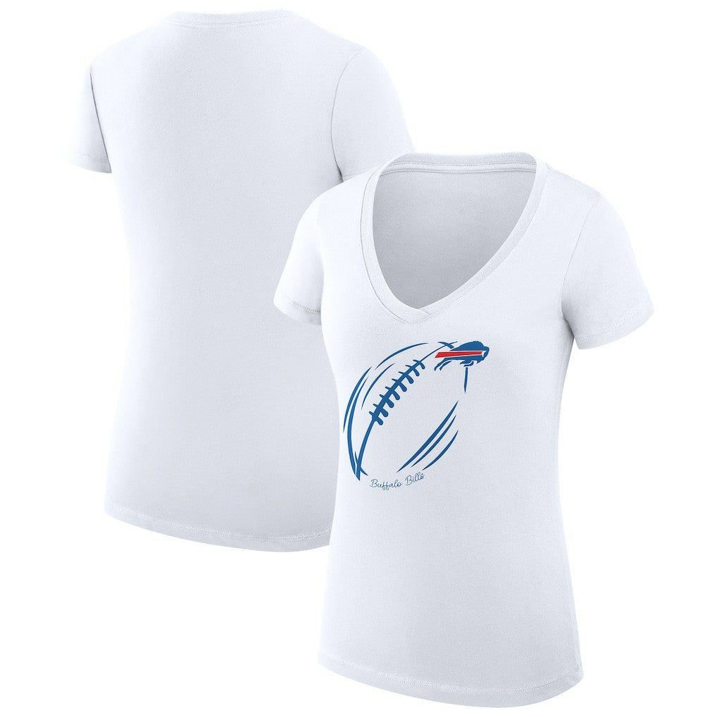 Buffalo Bills G-III 4Her by Carl Banks Women's Super-Slim Fit Lightweight Subtle Football V-Neck T-Shirt | NFL New