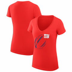 New York Giants G-III 4Her by Carl Banks Women's Super-Slim Fit Lightweight Subtle Football V-Neck T-Shirt | NFL On sale