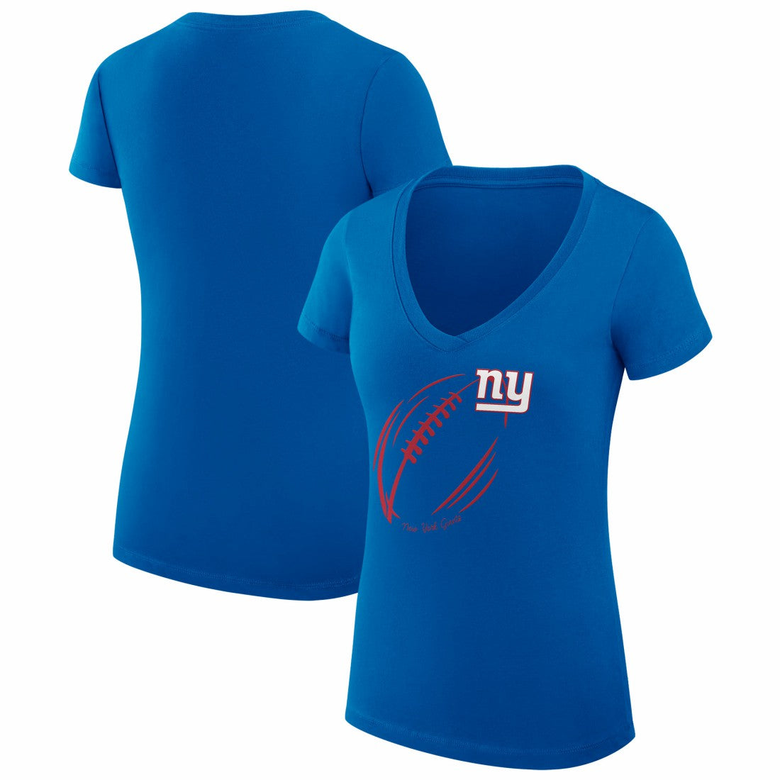 New York Giants G-III 4Her by Carl Banks Women's Super-Slim Fit Lightweight Subtle Football V-Neck T-Shirt | NFL Online