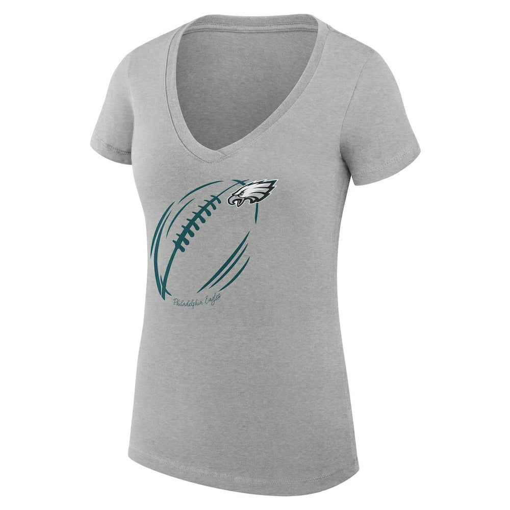 Philadelphia Eagles G-III 4Her by Carl Banks Women's Super-Slim Fit Lightweight Subtle Football V-Neck T-Shirt | NFL Outlet