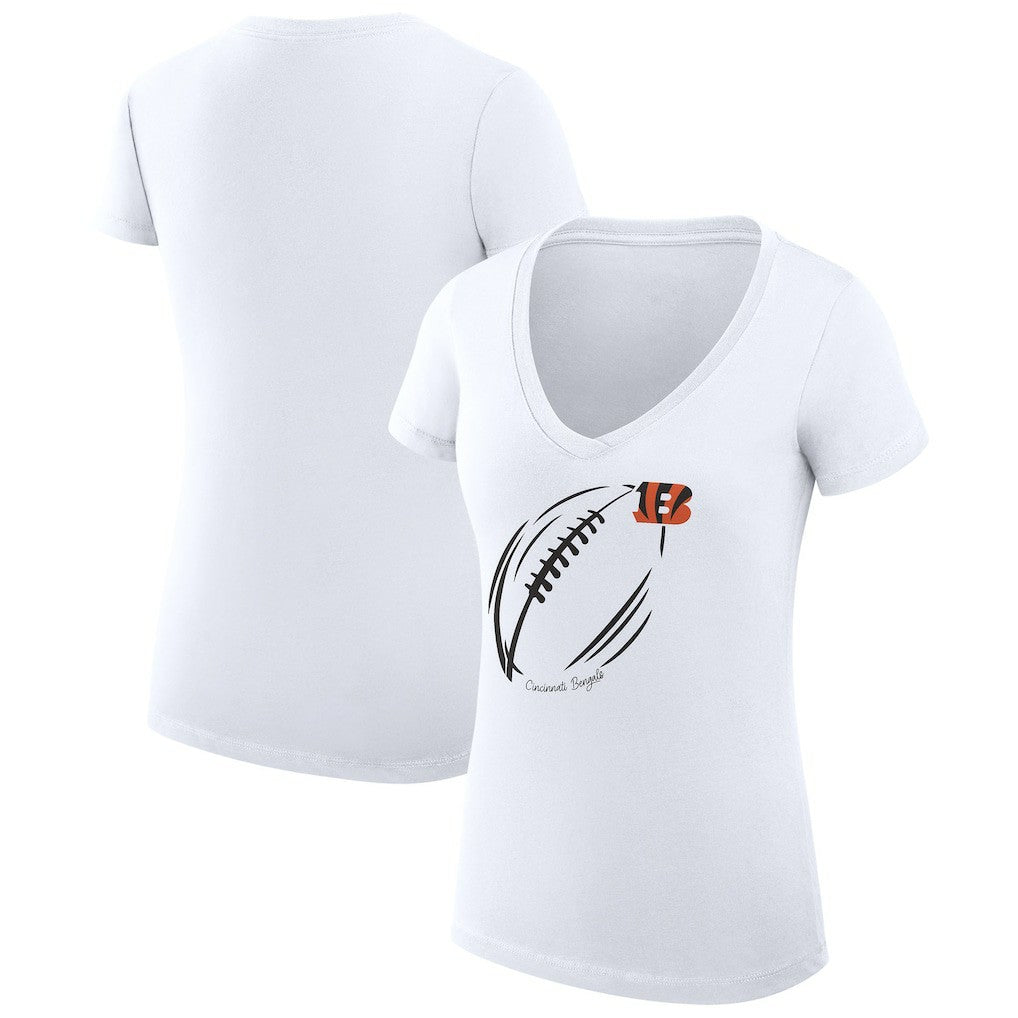 Cincinnati Bengals G-III 4Her by Carl Banks Women's Super-Slim Fit Lightweight Subtle Football V-Neck T-Shirt | NFL Near me