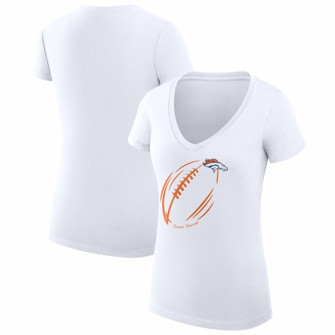 Denver Broncos G-III 4Her by Carl Banks Women's Super-Slim Fit Lightweight Subtle Football V-Neck T-Shirt | NFL Outlet