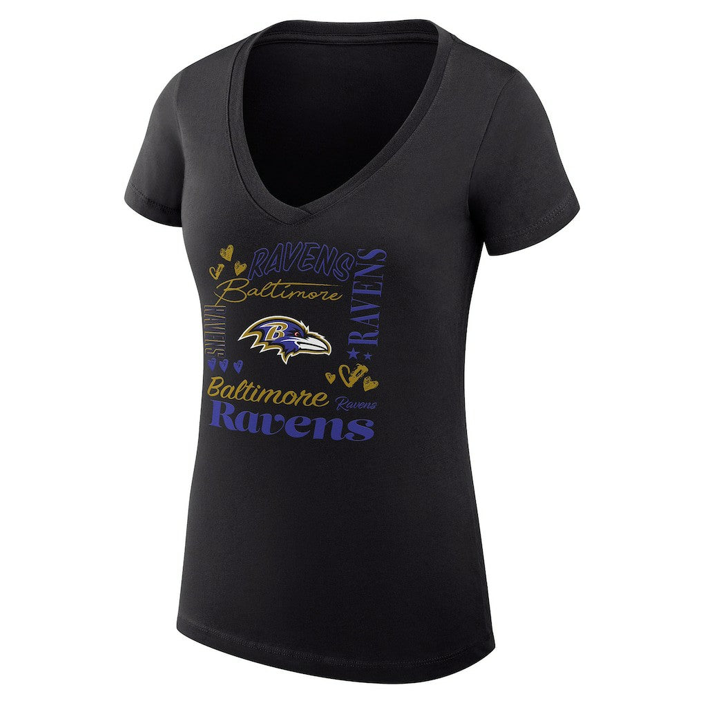 Baltimore Ravens G-III 4Her by Carl Banks Women's Super-Slim Fit Lightweight Collage Team V-Neck T-Shirt | NFL Discount
