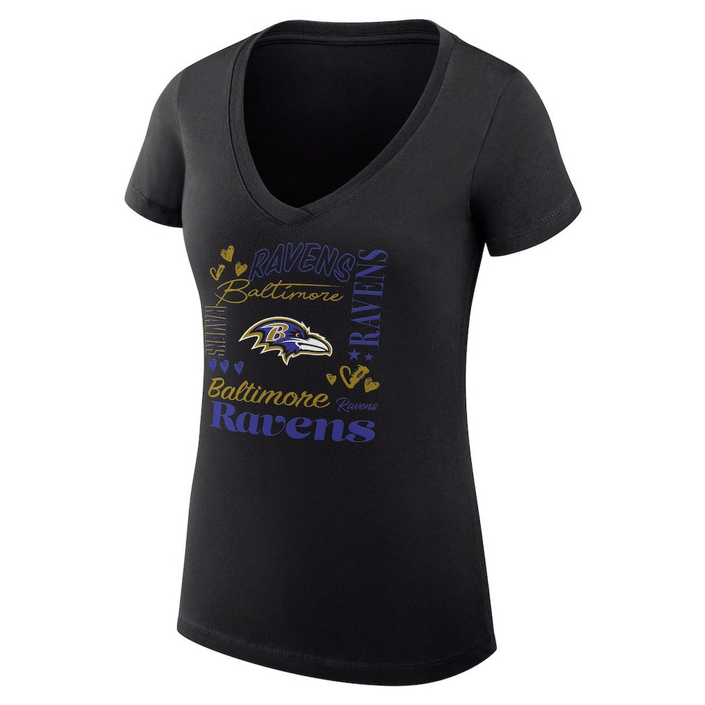 Baltimore Ravens G-III 4Her by Carl Banks Women's Super-Slim Fit Lightweight Collage Team V-Neck T-Shirt | NFL Discount