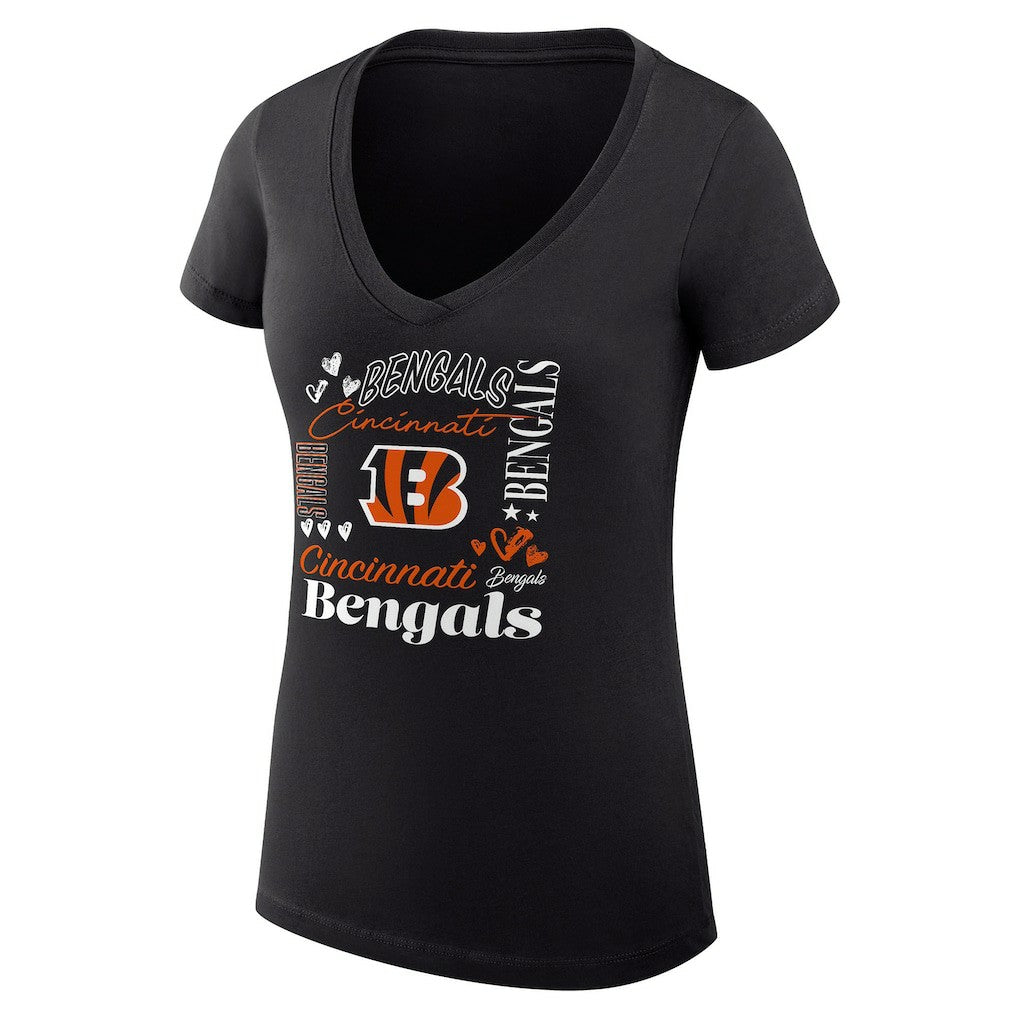 Cincinnati Bengals G-III 4Her by Carl Banks Women's Super-Slim Fit Lightweight Collage Team V-Neck T-Shirt | NFL Online