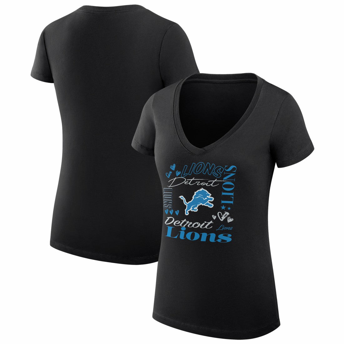 Detroit Lions G-III 4Her by Carl Banks Women's Super-Slim Fit Lightweight Collage Team V-Neck T-Shirt | NFL Outlet