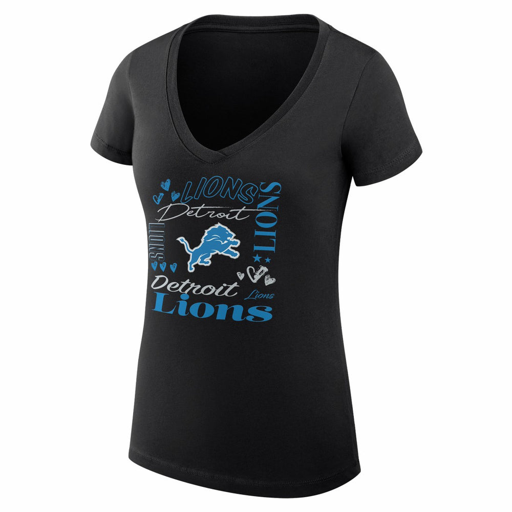 Detroit Lions G-III 4Her by Carl Banks Women's Super-Slim Fit Lightweight Collage Team V-Neck T-Shirt | NFL Outlet