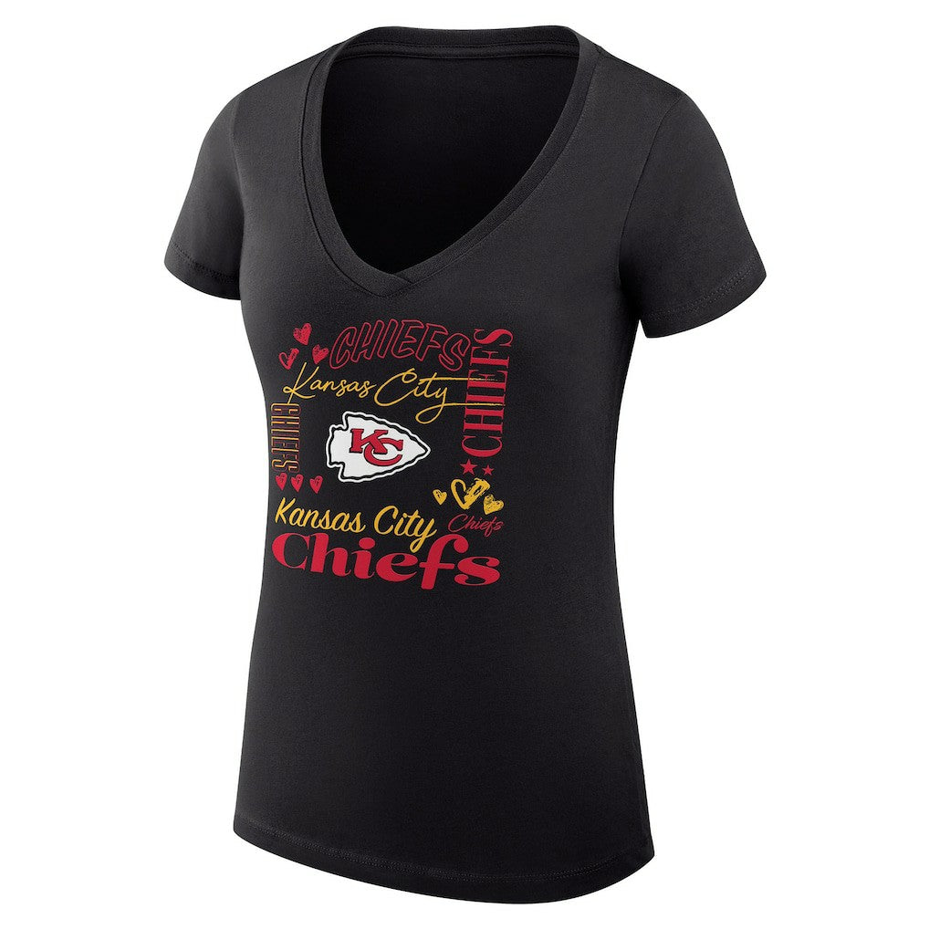 Kansas City Chiefs G-III 4Her by Carl Banks Women's Super-Slim Fit Lightweight Collage Team V-Neck T-Shirt | NFL Hot