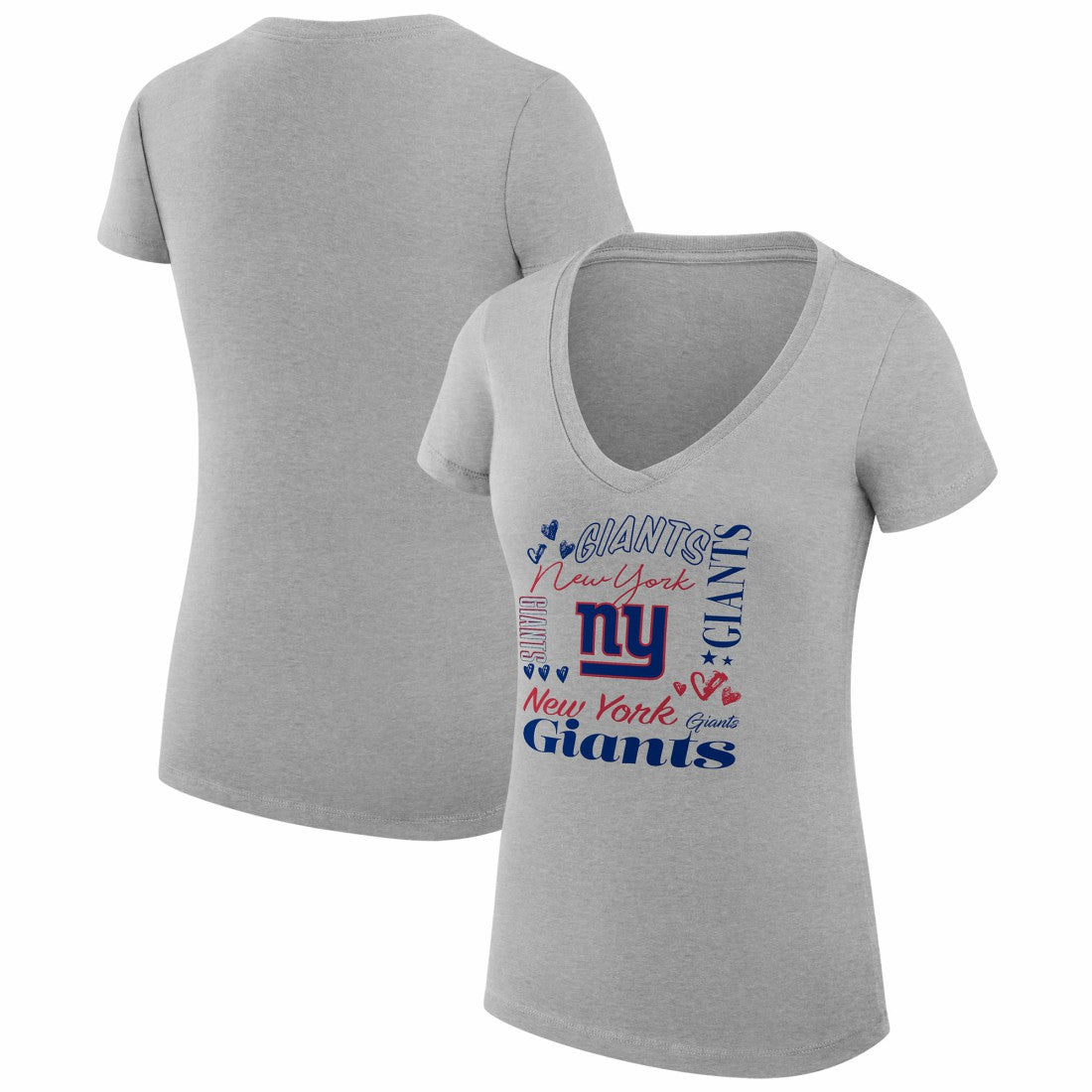 New York Giants G-III 4Her by Carl Banks Women's Super-Slim Fit Lightweight Collage Team V-Neck T-Shirt | NFL Sale