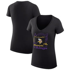 Minnesota Vikings G-III 4Her by Carl Banks Women's Super-Slim Fit Lightweight Collage Team V-Neck T-Shirt | NFL Outlet