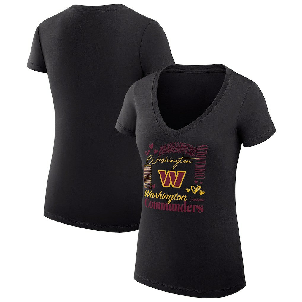 Washington Commanders G-III 4Her by Carl Banks Women's Super-Slim Fit Lightweight Collage Team V-Neck T-Shirt | NFL New