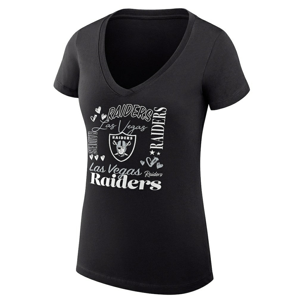 Las Vegas Raiders G-III 4Her by Carl Banks Women's Super-Slim Fit Lightweight Collage Team V-Neck T-Shirt | NFL Online