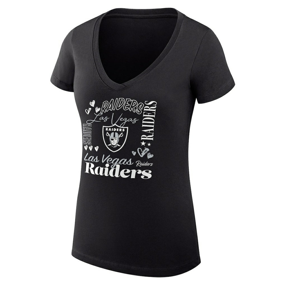 Las Vegas Raiders G-III 4Her by Carl Banks Women's Super-Slim Fit Lightweight Collage Team V-Neck T-Shirt | NFL Online