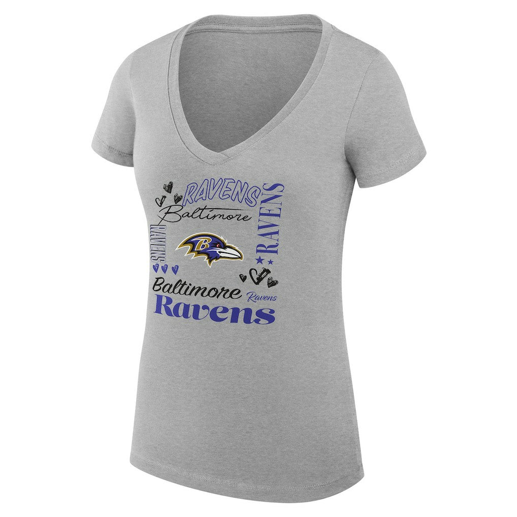 Baltimore Ravens G-III 4Her by Carl Banks Women's Super-Slim Fit Lightweight Collage Team V-Neck T-Shirt | NFL Outlet