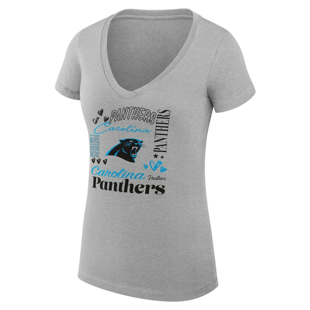 Carolina Panthers G-III 4Her by Carl Banks Women's Super-Slim Fit Lightweight Collage Team V-Neck T-Shirt | NFL US