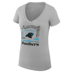 Carolina Panthers G-III 4Her by Carl Banks Women's Super-Slim Fit Lightweight Collage Team V-Neck T-Shirt | NFL US