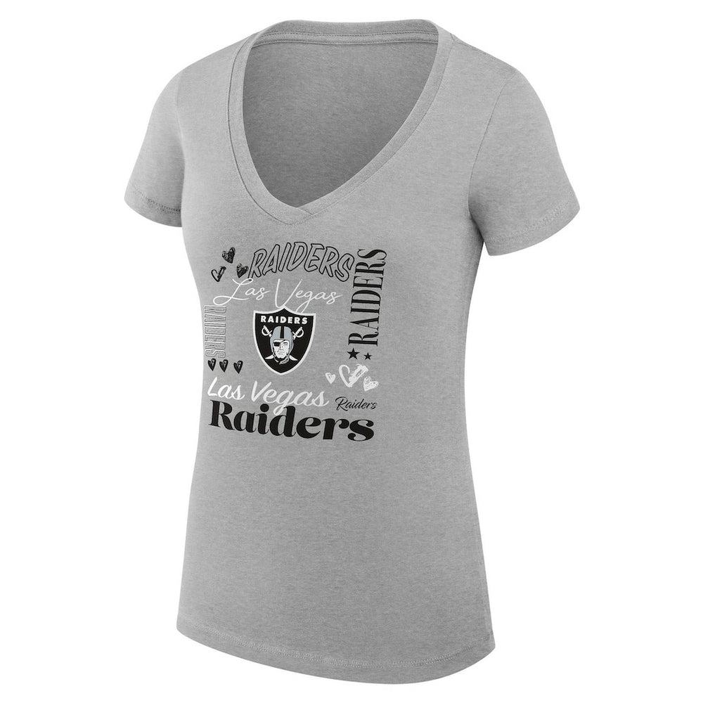 Las Vegas Raiders G-III 4Her by Carl Banks Women's Super-Slim Fit Lightweight Collage Team V-Neck T-Shirt | NFL Hot