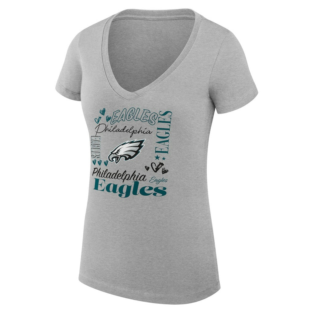 Philadelphia Eagles G-III 4Her by Carl Banks Women's Super-Slim Fit Lightweight Collage Team V-Neck T-Shirt | NFL Hot