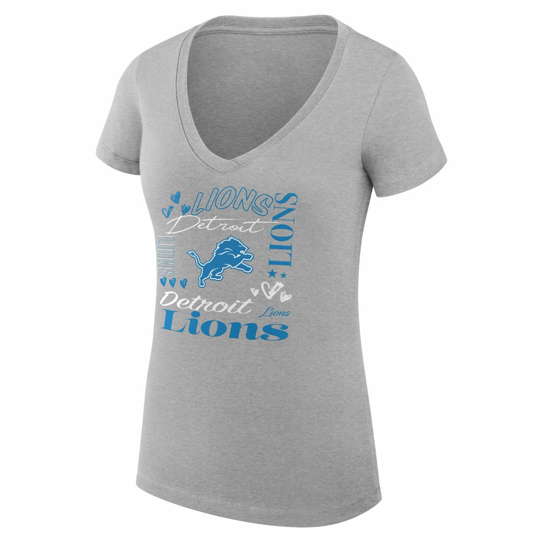 Detroit Lions G-III 4Her by Carl Banks Women's Super-Slim Fit Lightweight Collage Team V-Neck T-Shirt | NFL New