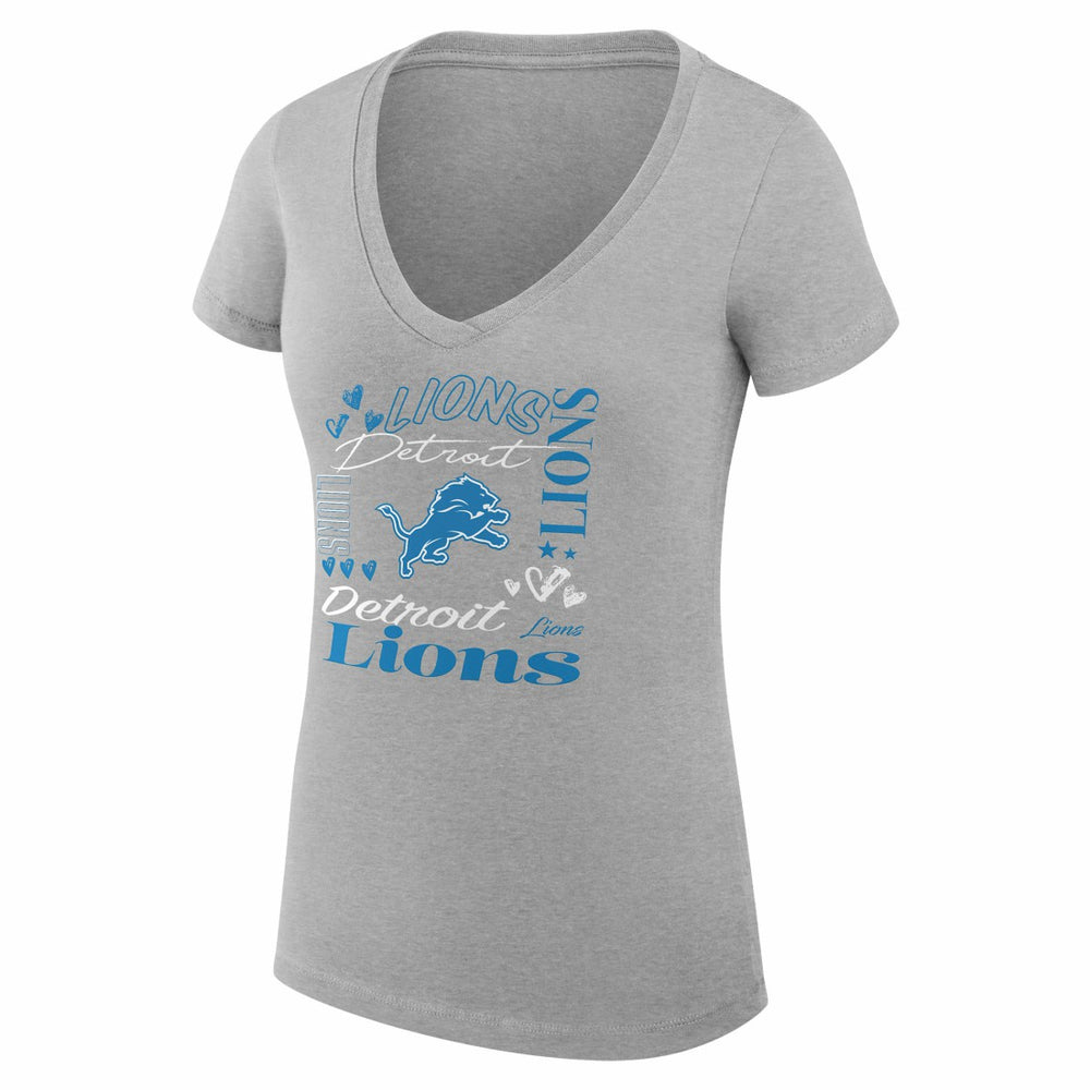 Detroit Lions G-III 4Her by Carl Banks Women's Super-Slim Fit Lightweight Collage Team V-Neck T-Shirt | NFL New