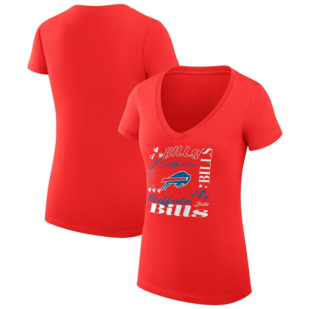 Buffalo Bills G-III 4Her by Carl Banks Women's Super-Slim Fit Lightweight Collage Team V-Neck T-Shirt | NFL US