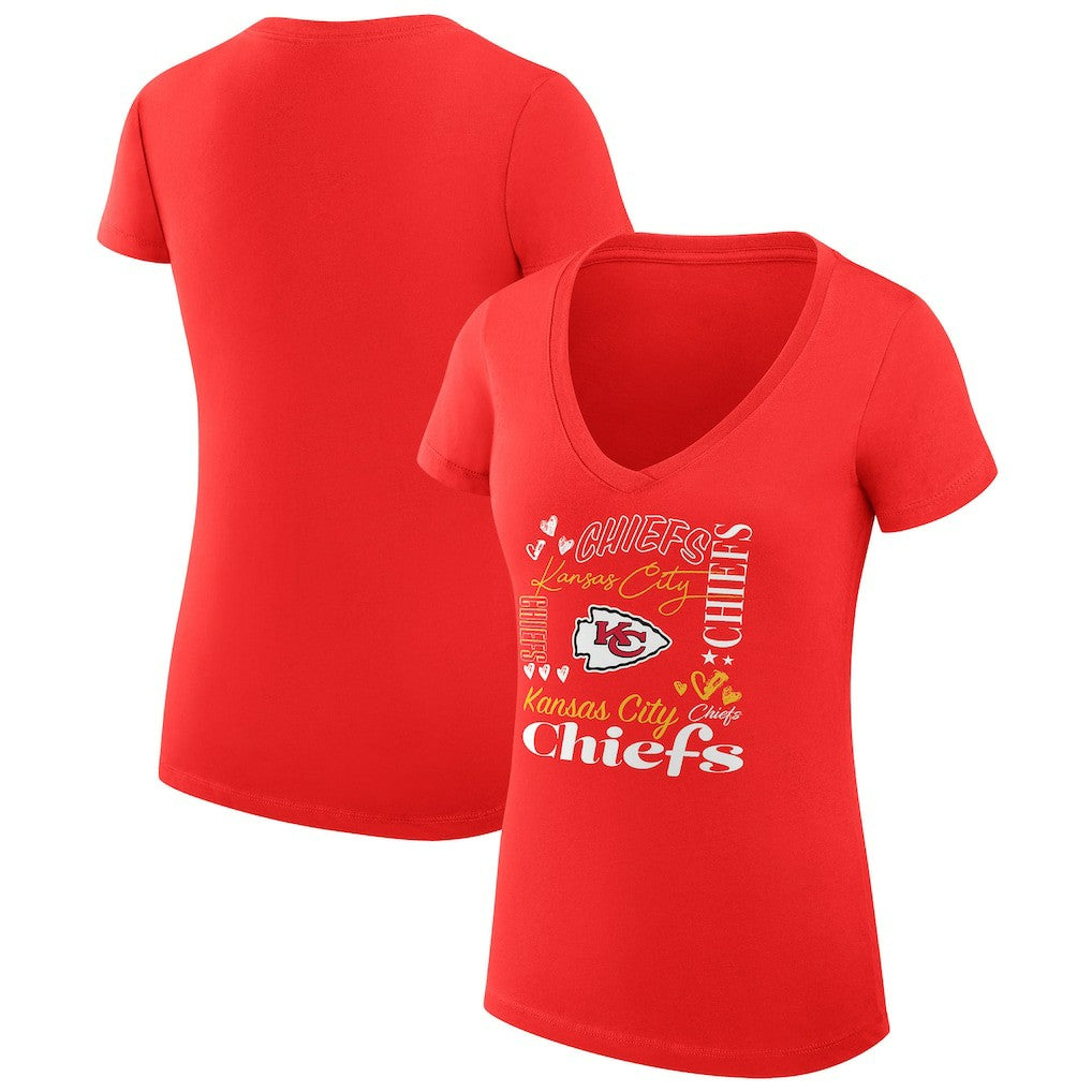Kansas City Chiefs G-III 4Her by Carl Banks Women's Super-Slim Fit Lightweight Collage Team V-Neck T-Shirt | NFL Discount