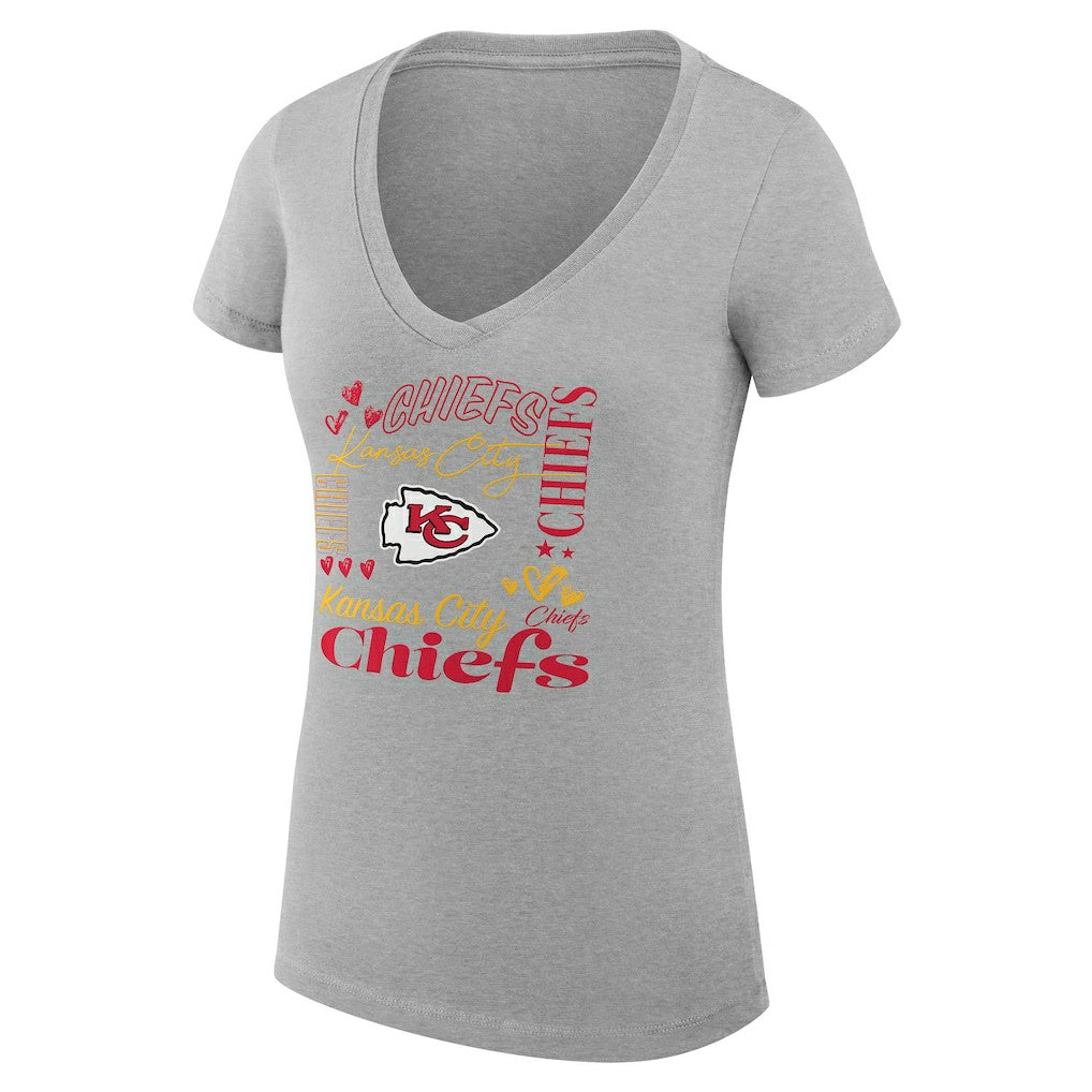 Kansas City Chiefs G-III 4Her by Carl Banks Women's Super-Slim Fit Lightweight Collage Team V-Neck T-Shirt | NFL Outlet