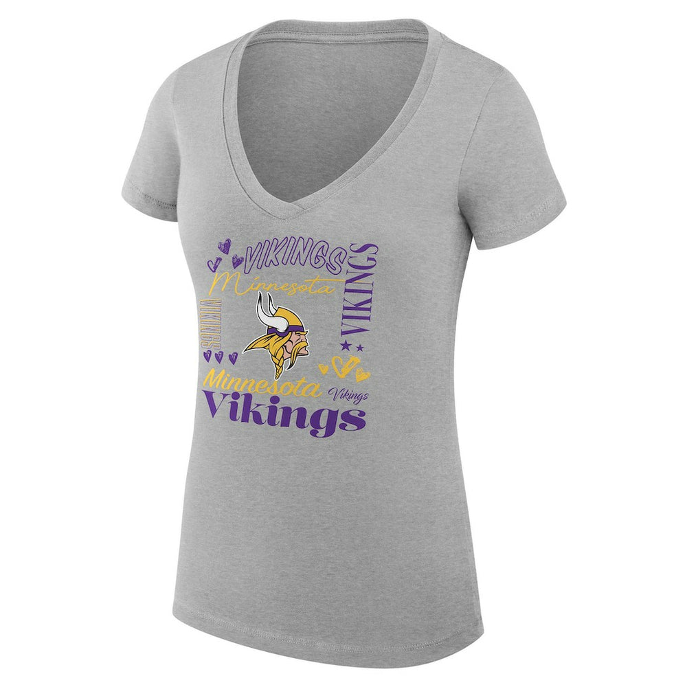 Minnesota Vikings G-III 4Her by Carl Banks Women's Super-Slim Fit Lightweight Collage Team V-Neck T-Shirt | NFL Online