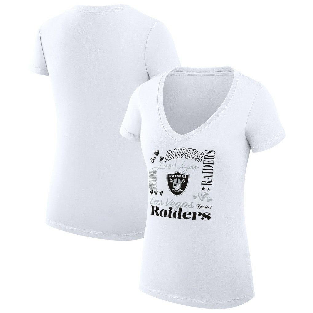 Las Vegas Raiders G-III 4Her by Carl Banks Women's Super-Slim Fit Lightweight Collage Team V-Neck T-Shirt | NFL New