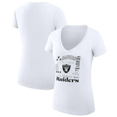 Las Vegas Raiders G-III 4Her by Carl Banks Women's Super-Slim Fit Lightweight Collage Team V-Neck T-Shirt | NFL New