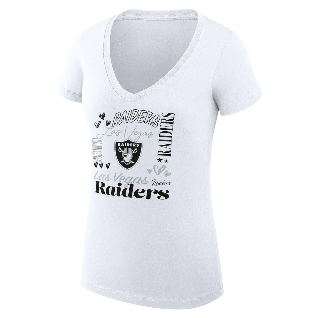 Las Vegas Raiders G-III 4Her by Carl Banks Women's Super-Slim Fit Lightweight Collage Team V-Neck T-Shirt | NFL New