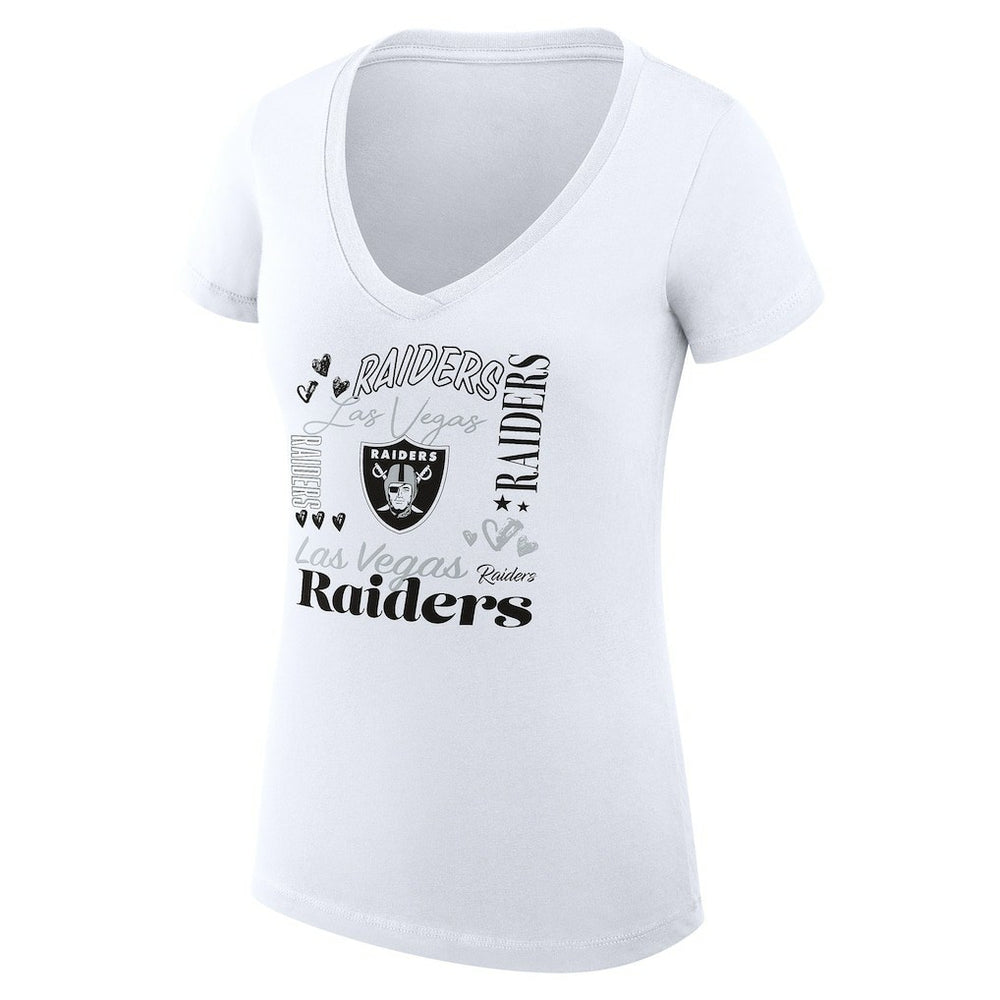 Las Vegas Raiders G-III 4Her by Carl Banks Women's Super-Slim Fit Lightweight Collage Team V-Neck T-Shirt | NFL New