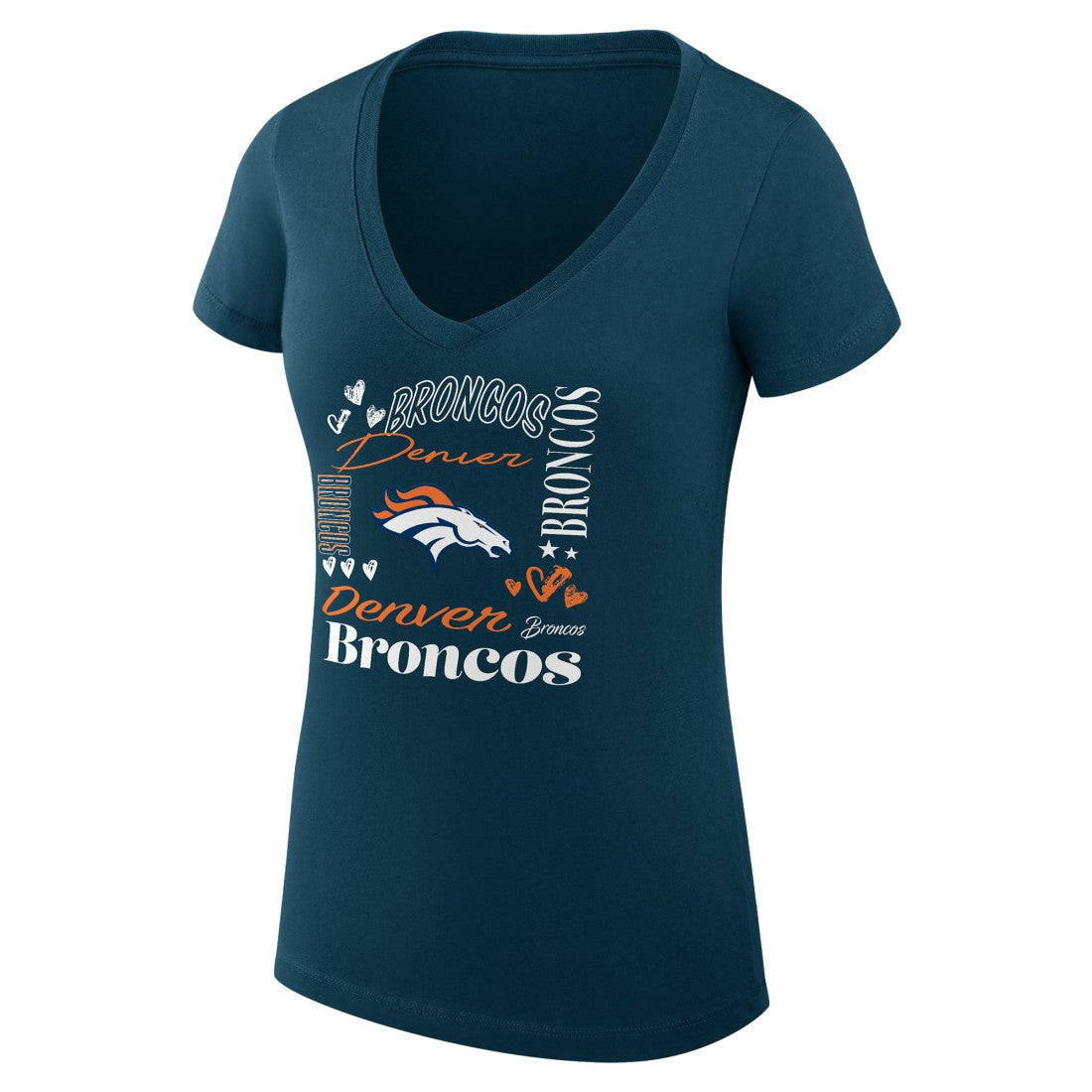 Denver Broncos G-III 4Her by Carl Banks Women's Super-Slim Fit Lightweight Collage Team V-Neck T-Shirt | NFL Hot
