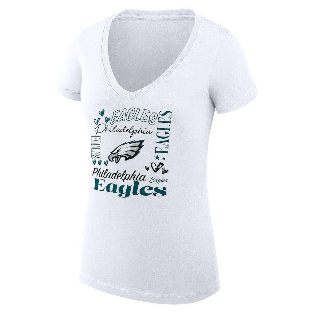 Philadelphia Eagles G-III 4Her by Carl Banks Women's Super-Slim Fit Lightweight Collage Team V-Neck T-Shirt | NFL Hot