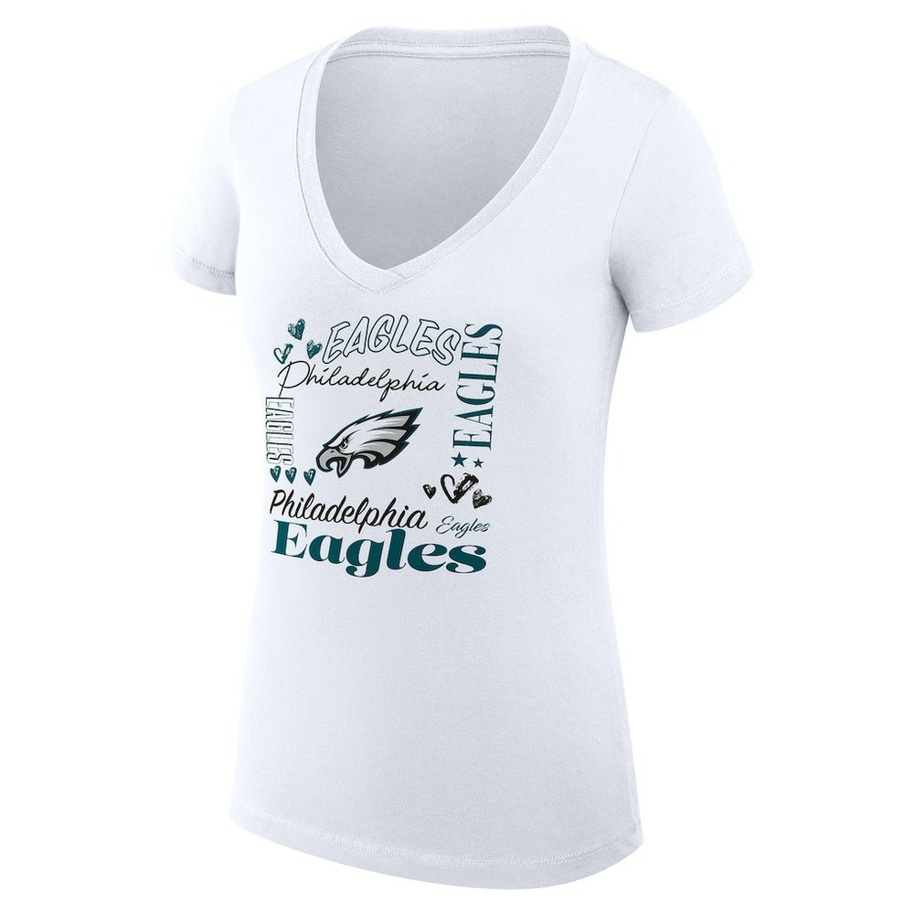 Philadelphia Eagles G-III 4Her by Carl Banks Women's Super-Slim Fit Lightweight Collage Team V-Neck T-Shirt | NFL Hot